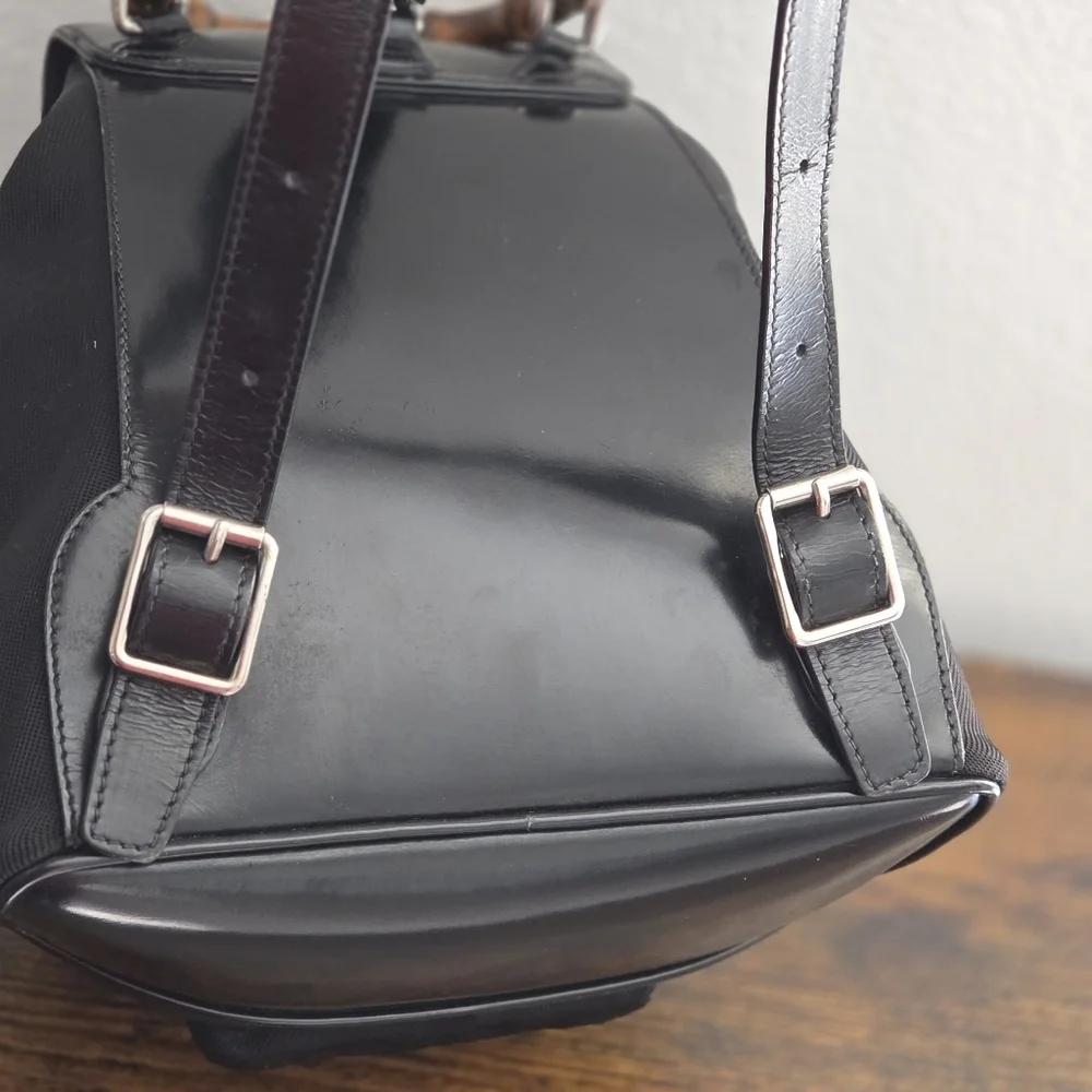 Gucci Vintage Bamboo Leather and Nylon Mini Backpack - Picture 11 of 15